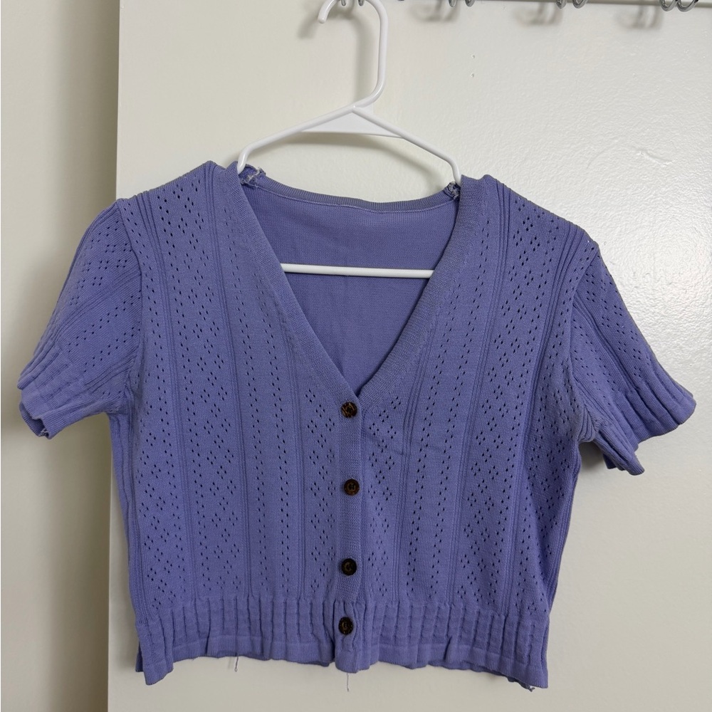 YesStyle Purple Knit Crop Top